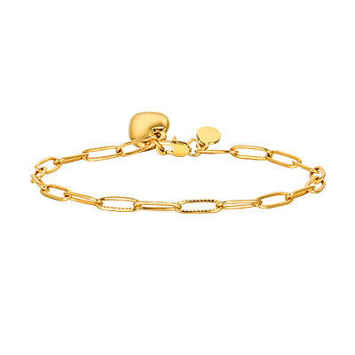 Stainless Steel Peach Heart Heart-Shaped Rectangular Chain Bracelet Women's