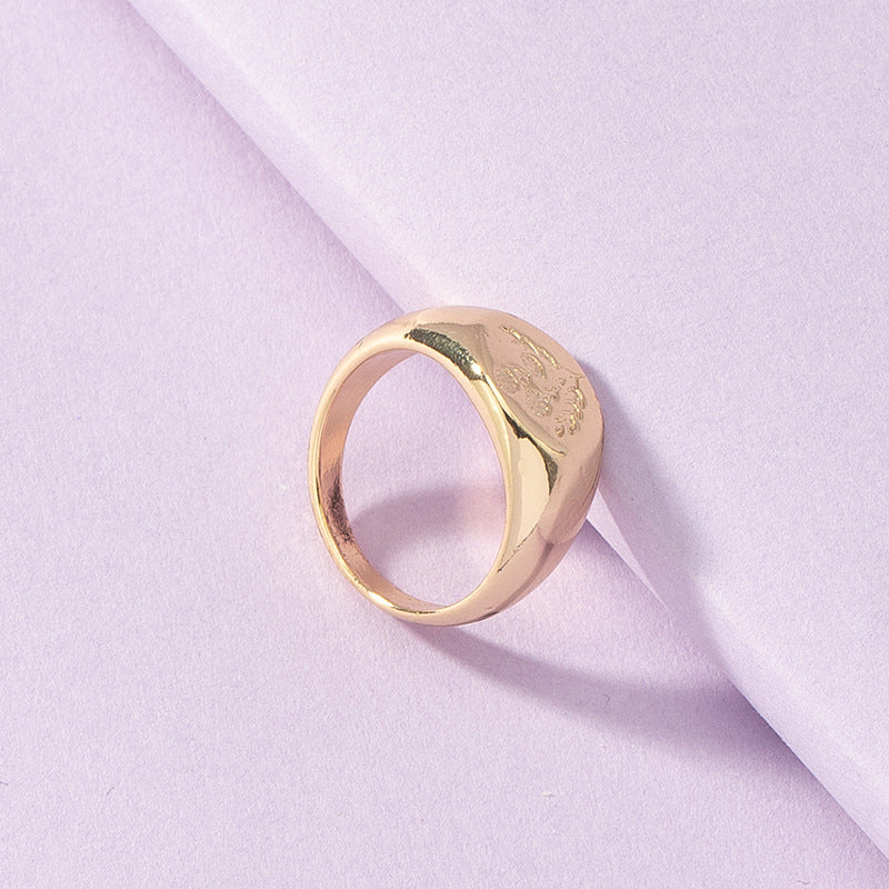 Wholesale Metal Texture Ring with Cross-Border Charm