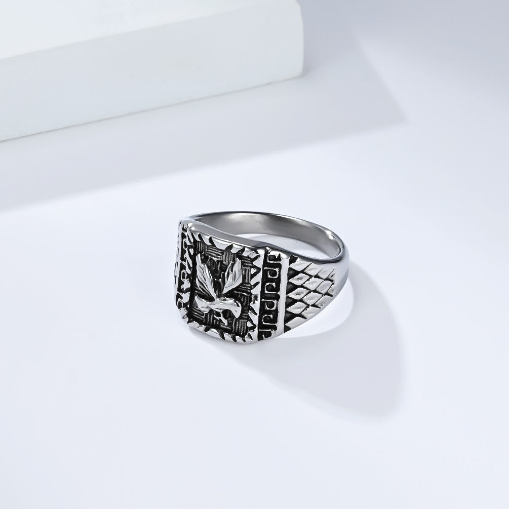 Planderful Stainless Steel Ring For Men Retro Wings Bold