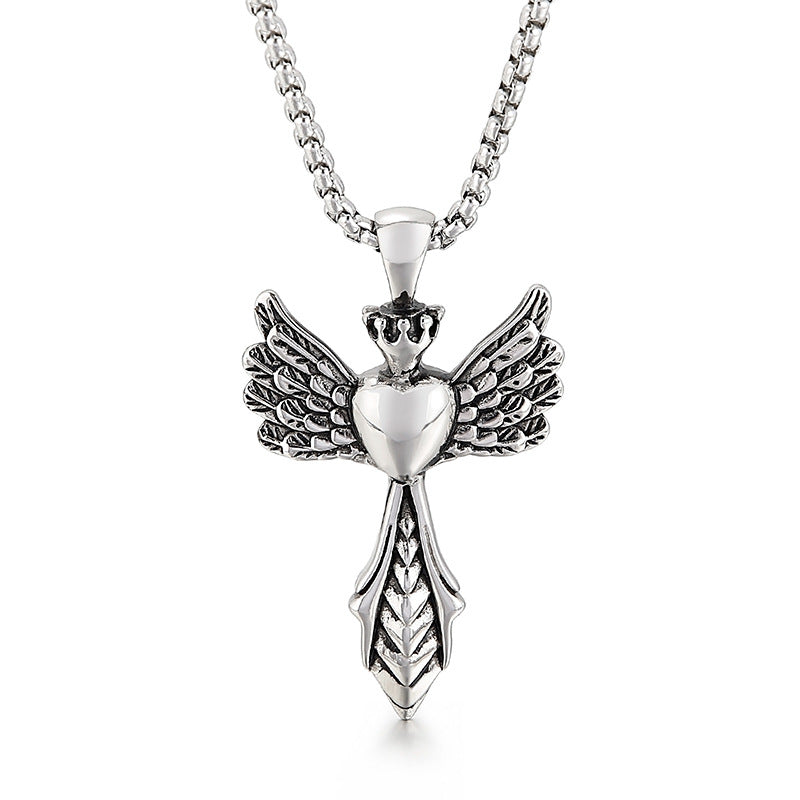 Angel Wings Stainless Steel Men's Pendant - Unique European and American Fashion Jewelry