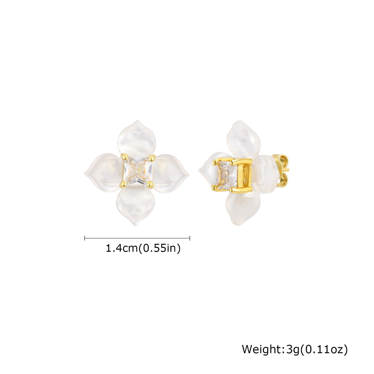 Stainless Steel Zircon Floral Earrings