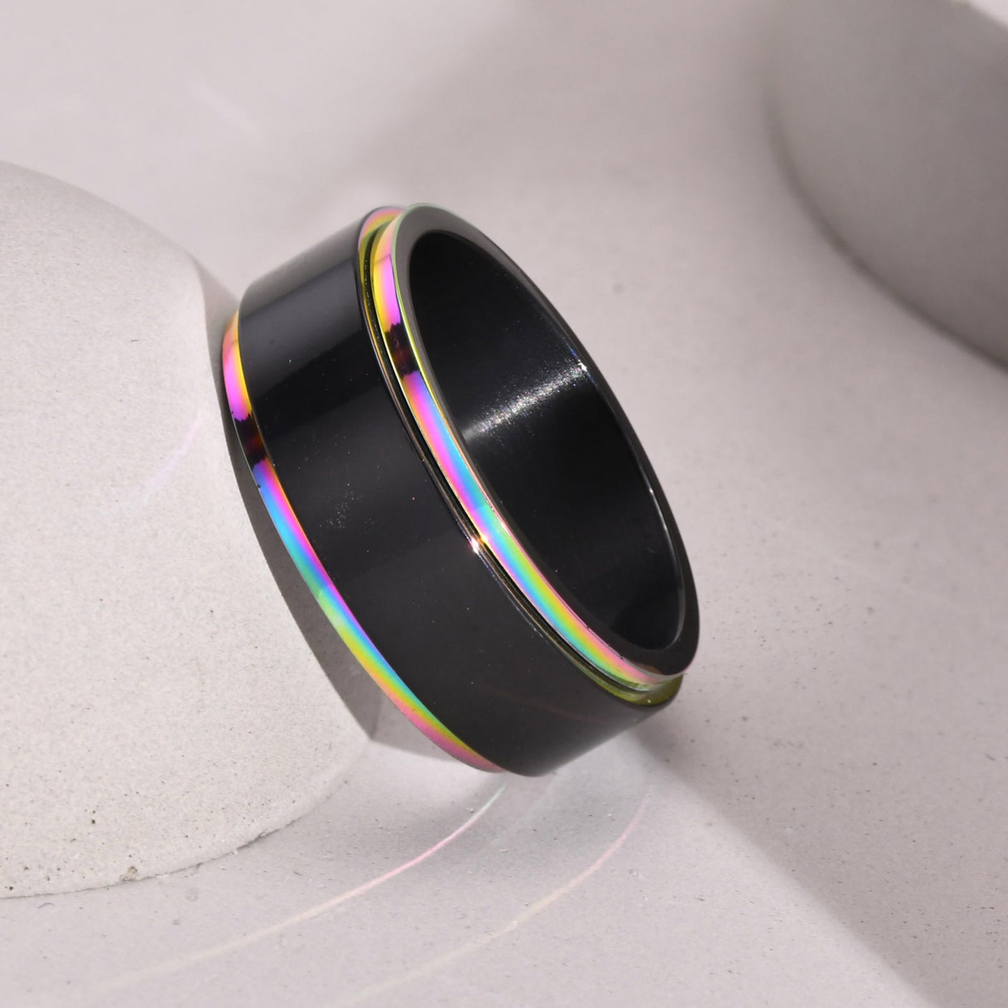 Foreign Trade Jewelry Stainless Steel Black Rotatable Ring