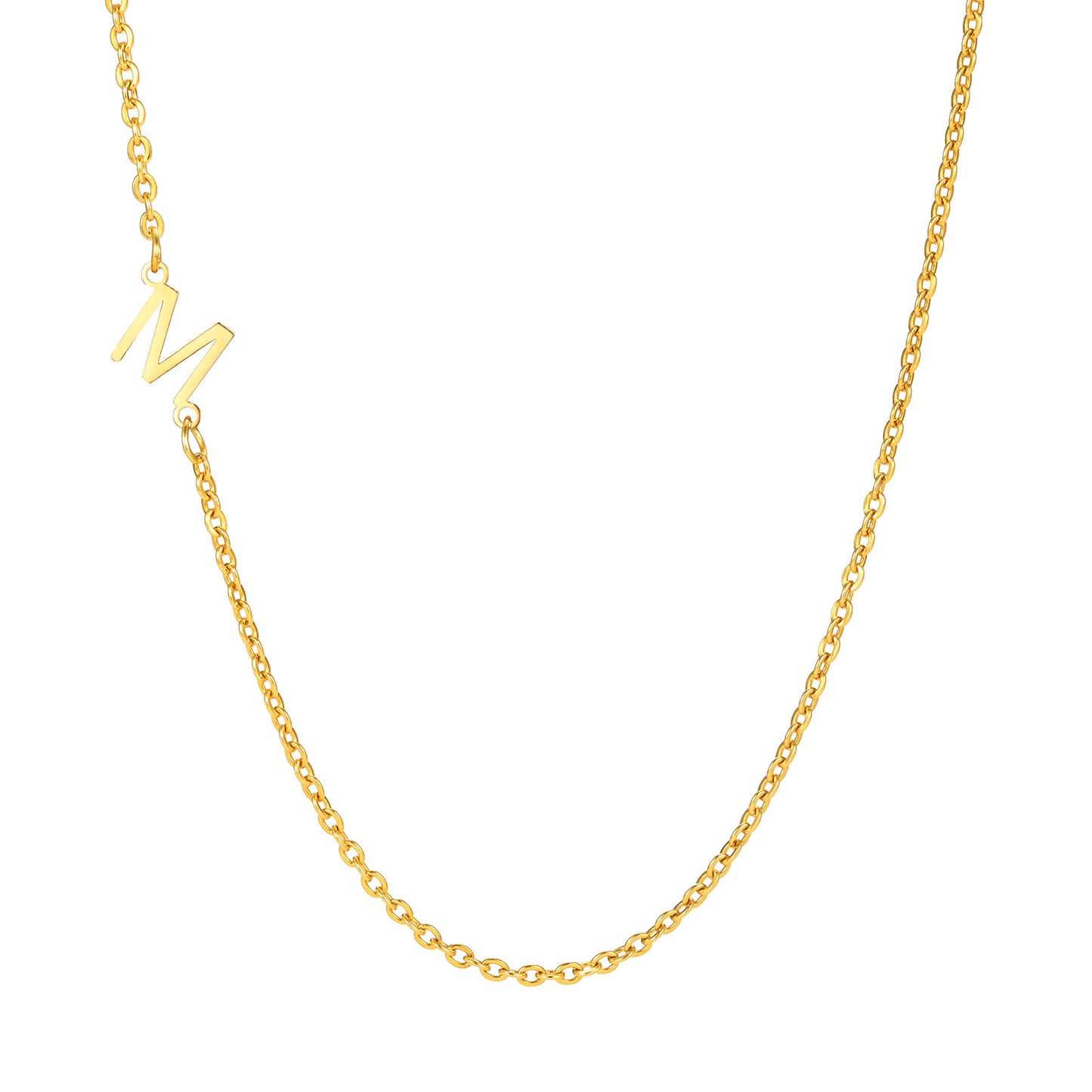 Stainless Steel Flat Cross Chain Letter Necklace Gold Collarbone Chain Letter
