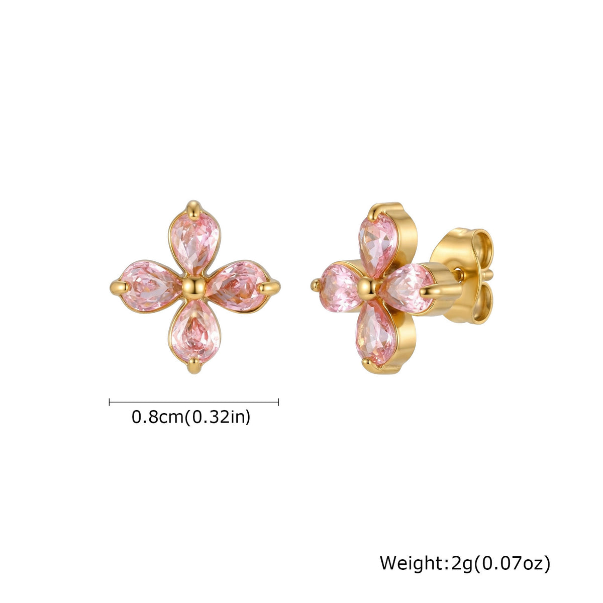 Stainless Steel Zircon Floral Earrings