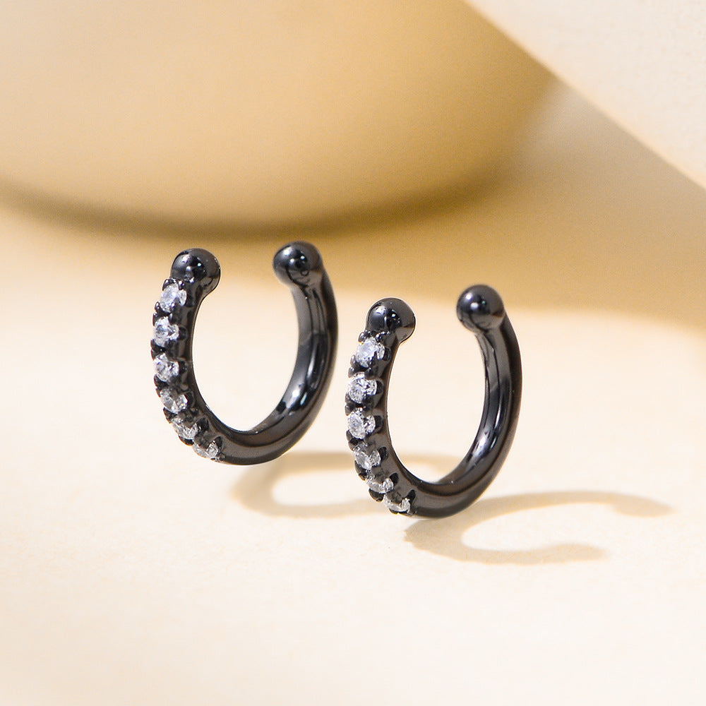 Planderful S925 Sterling Silver Ear Clips For Women Zircon C Shaped Stylish No Piercing Earrings