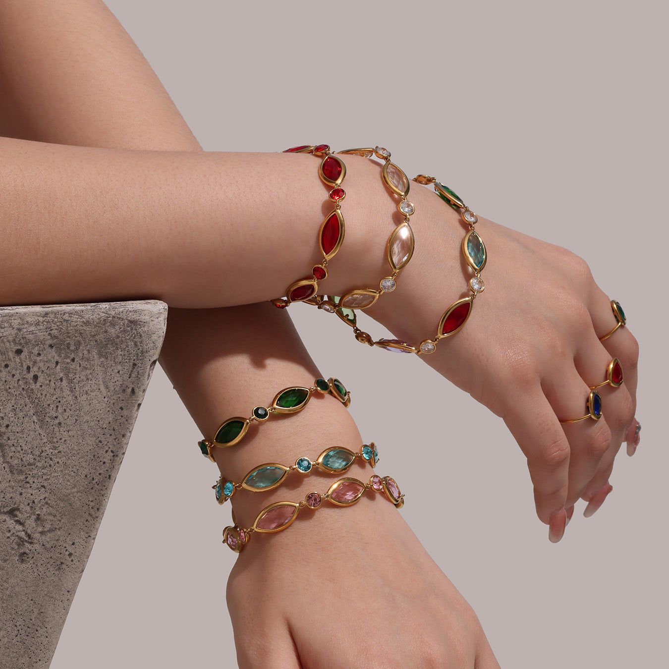 Planderful Crystal Glass Bracelet Luxury 18K Gold Women