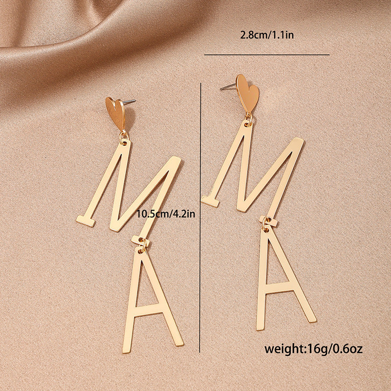 Exaggerated Metal Heart MAMA Earrings - Vienna Verve Collection