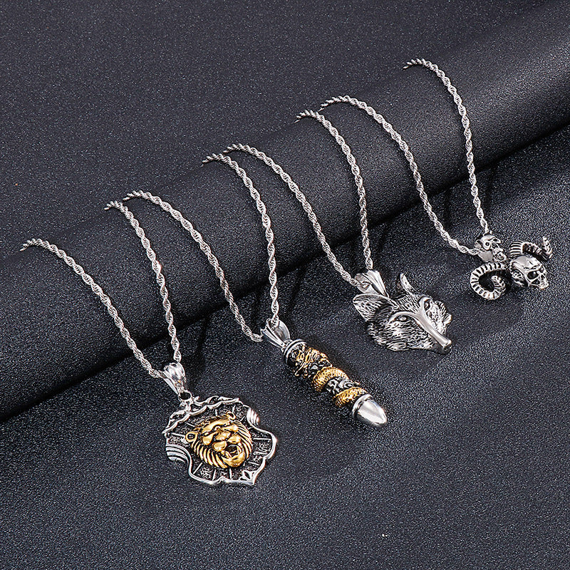 European Skull & Dragon Bullet Pendant for Men