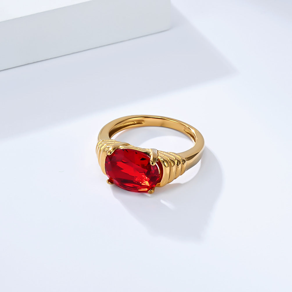 Planderful Zircon Stainless Steel Ring 18K Gold Plated Light Luxury High End Fashion Ring For Everyday Commuters