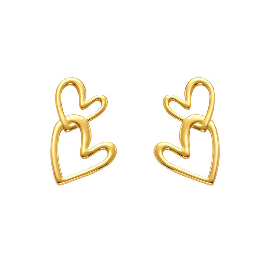 Planderful Double Love Earrings 18K Gold Plated Women