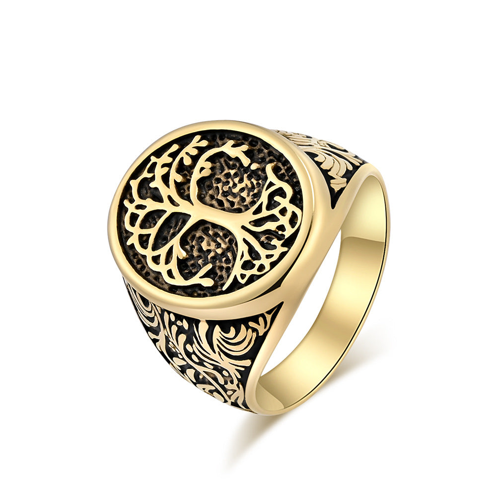 Planderful Tree Of Life Ring For Men Vintage Nordic Celtic Versatile Stainless Steel Jewelry