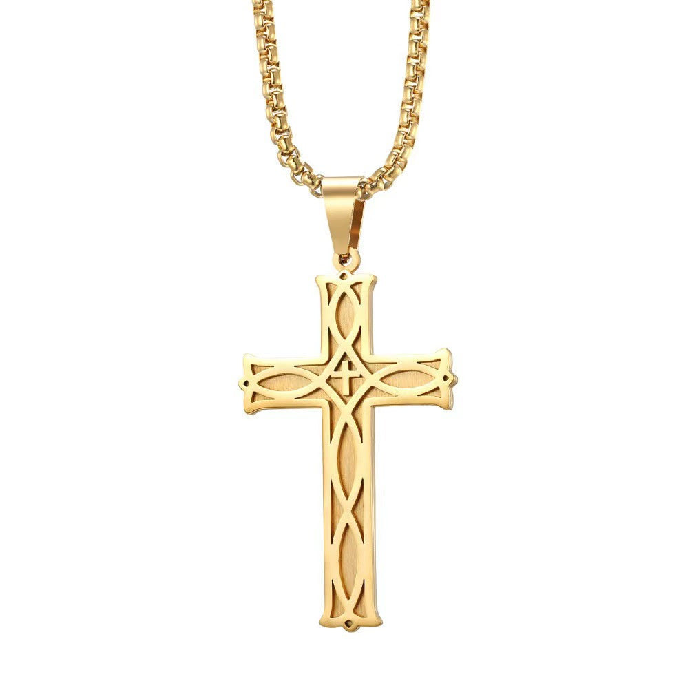 Planderful Irish Knot Cross Necklace Titanium Steel Unisex Durable Simple Trendy Pendant For Men And Women