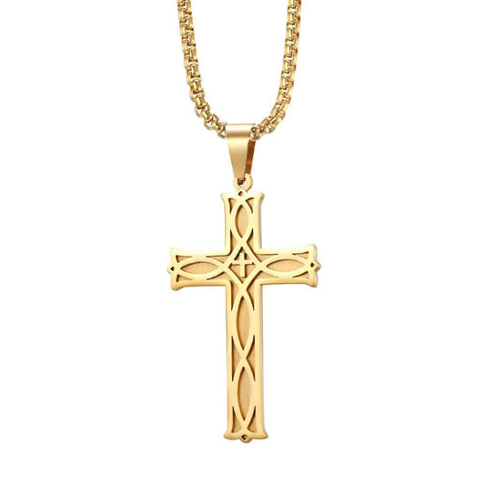 Planderful Irish Knot Cross Necklace Titanium Steel Unisex Durable Simple Trendy Pendant For Men And Women