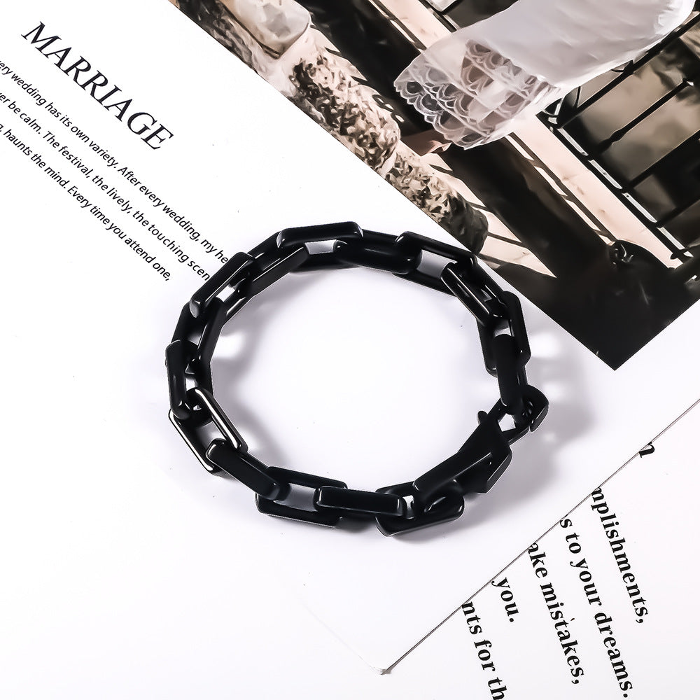 Square Titanium Steel Bracelet For Men Hip Hop Jewelry