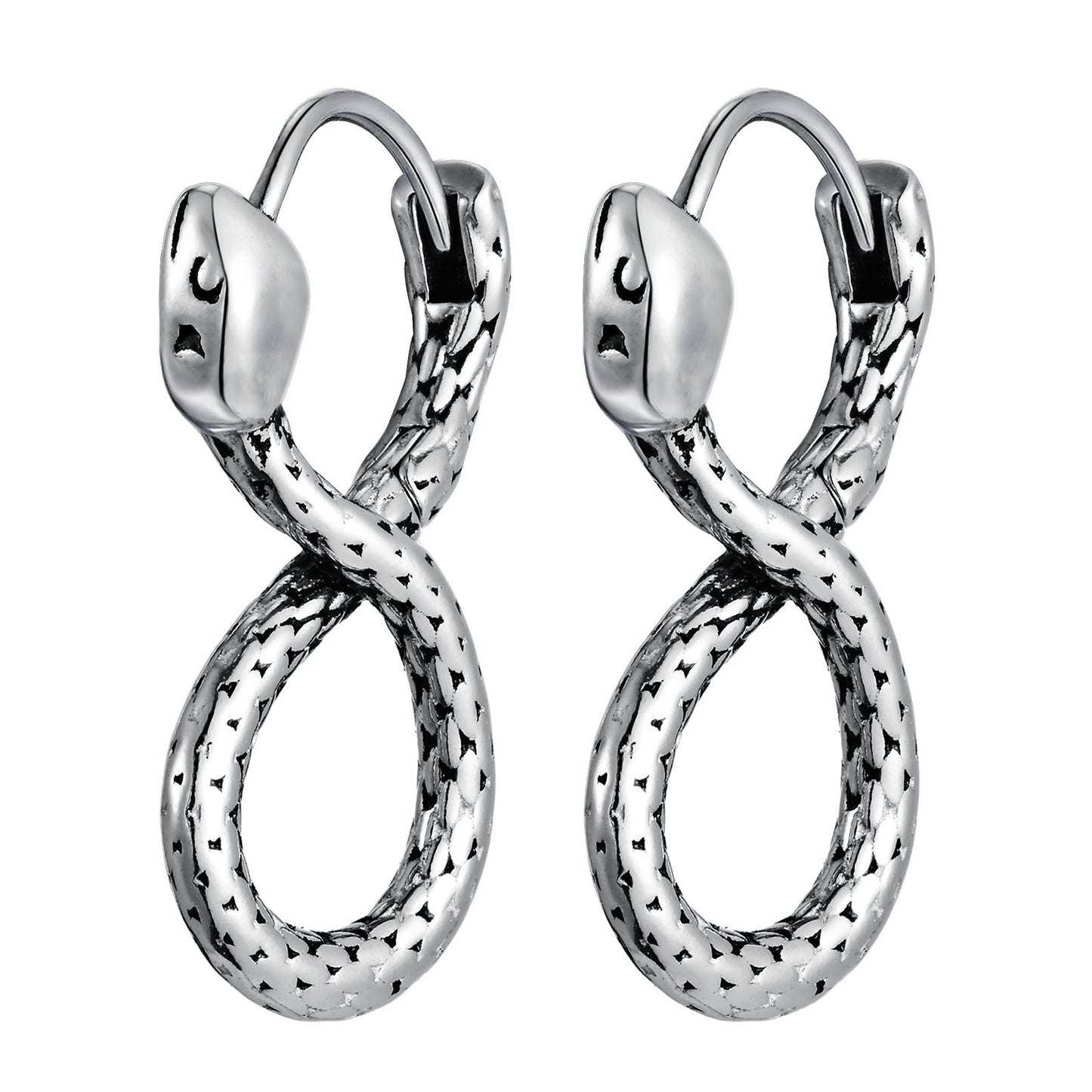 Planderful Men Stainless Steel Infinity Snake Earrings Cool