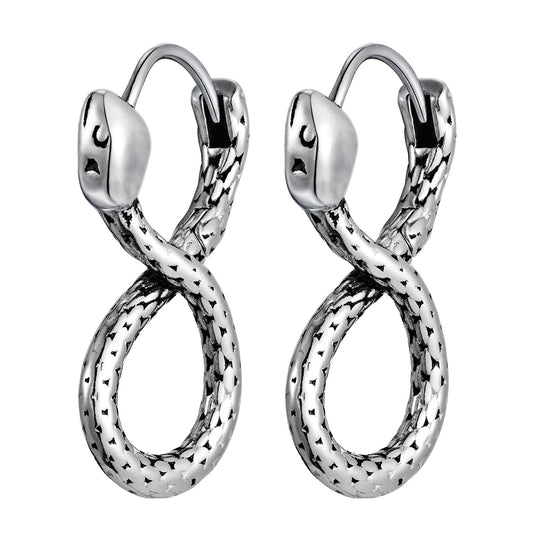 Planderful Men Stainless Steel Infinity Snake Earrings Cool