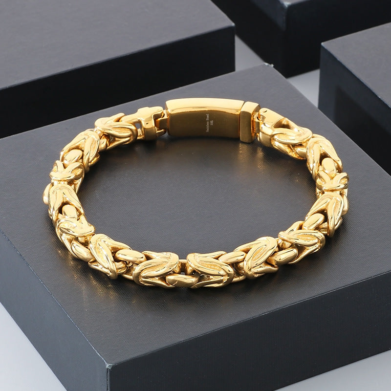 Planderful 18K Gold Mens Bracelet Punk Style Titanium Steel