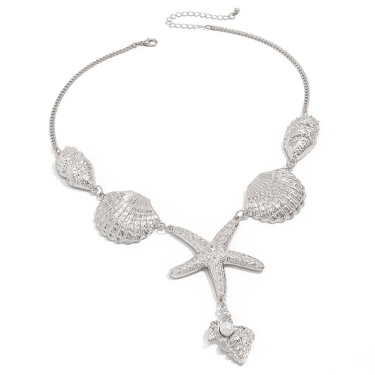 Starfish & Shell Y-Shaped Statement Necklace