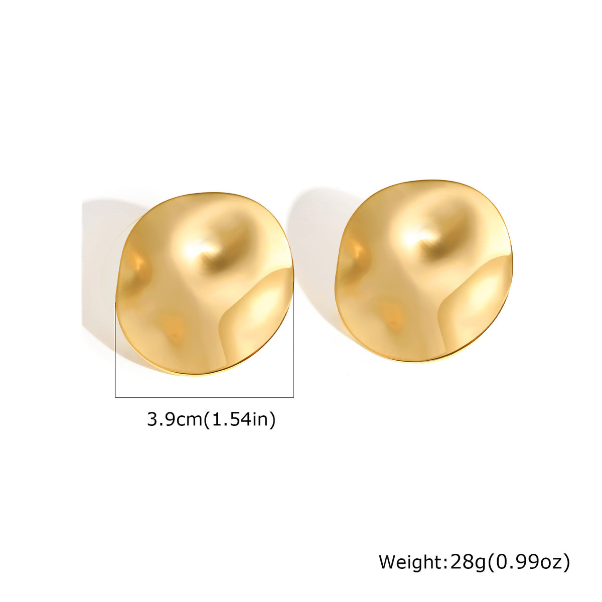 Organic Round Stud Earrings — Gold