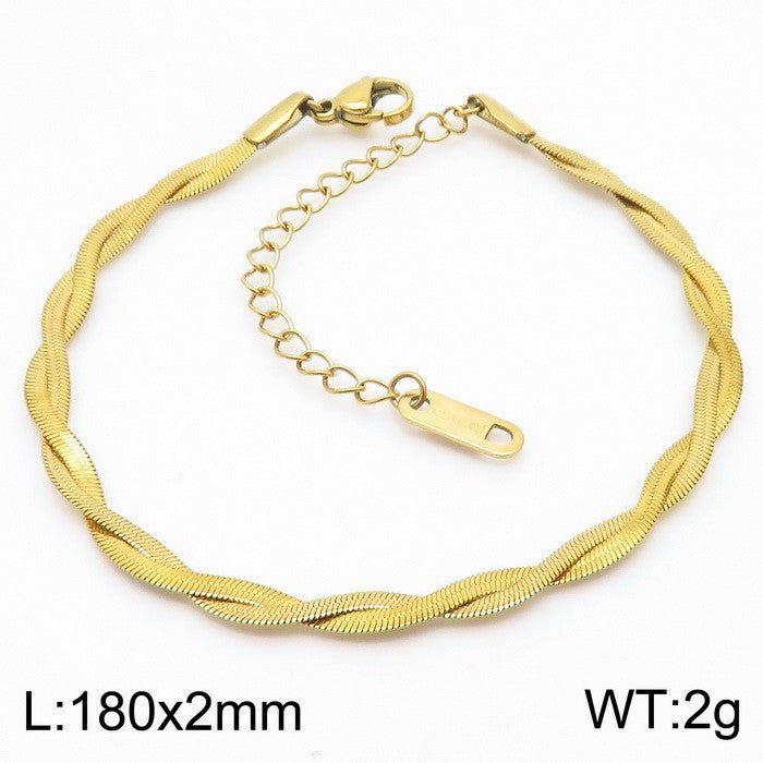 Trendy Adjustable Double Woven Chain Necklace And Bracelet