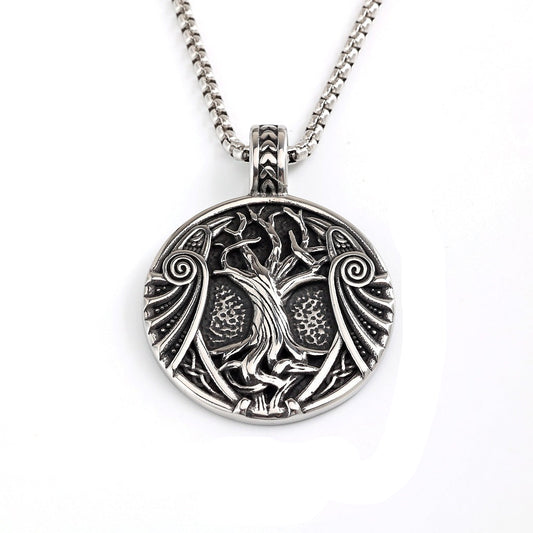 Vintage Tree of Life Viking Stainless Steel Pendant Necklace