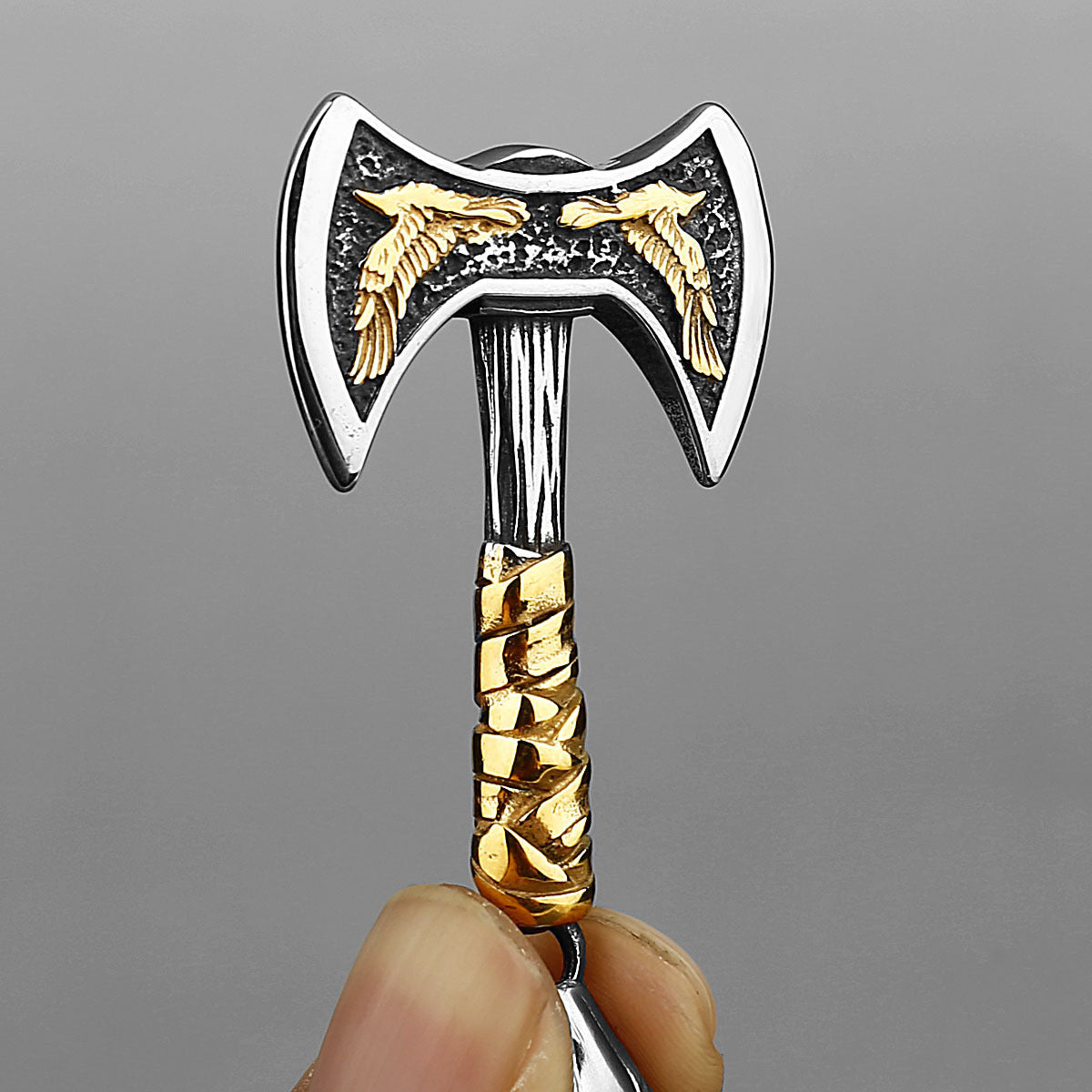 Viking DoubleHeaded Axe Pendant Premium Titanium Steel Necklace By Planderful Everyday Genie For Men