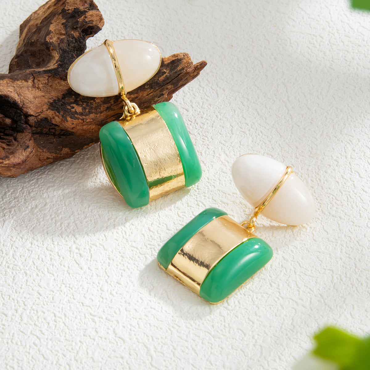 Planderful Geometric Resin Stud Earrings Square Design Handmade Statement Jewelry For Women