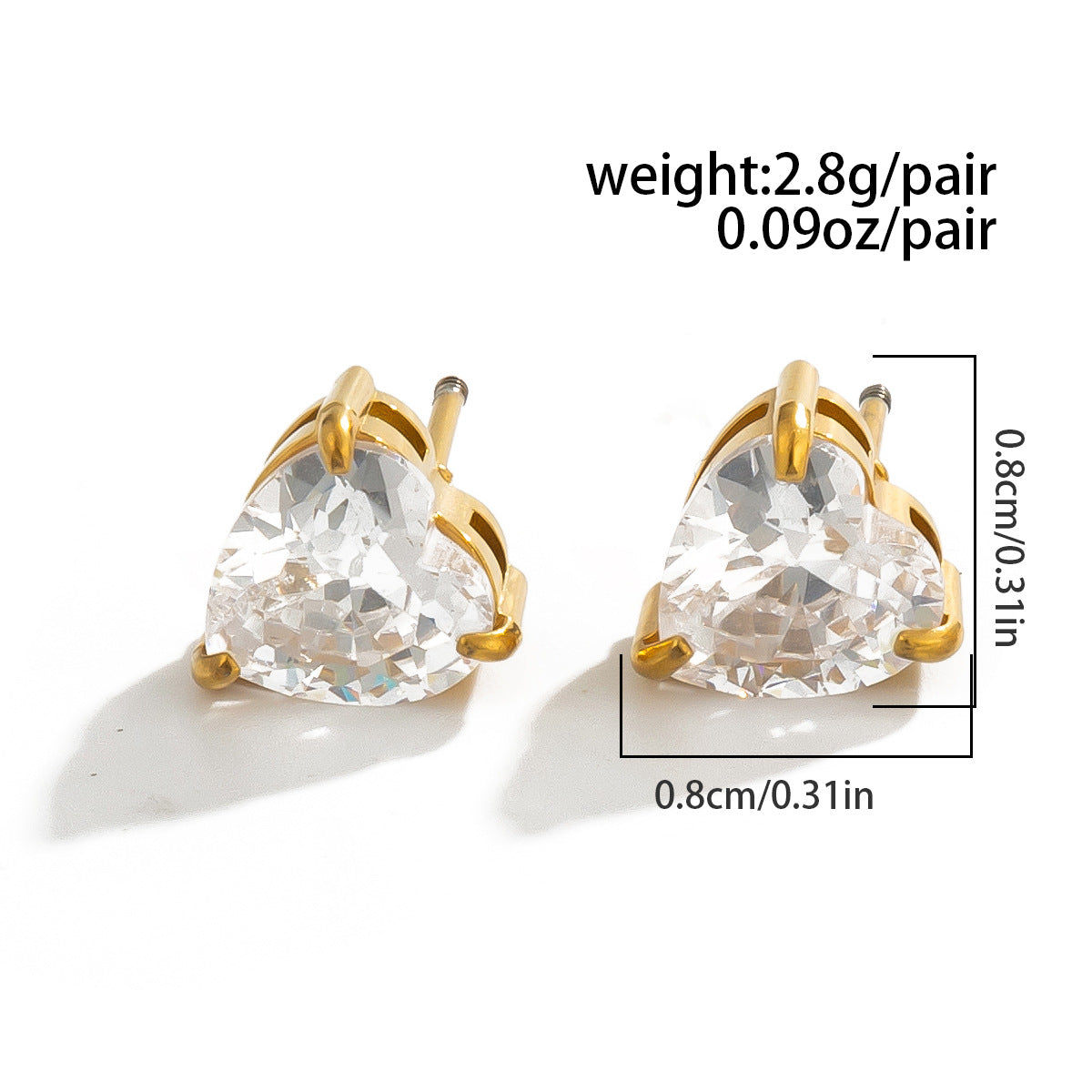 Planderful Vienna Verve Love Shaped Zircon Stainless Steel Stud Earrings For Daily Wear Fashion Lovers