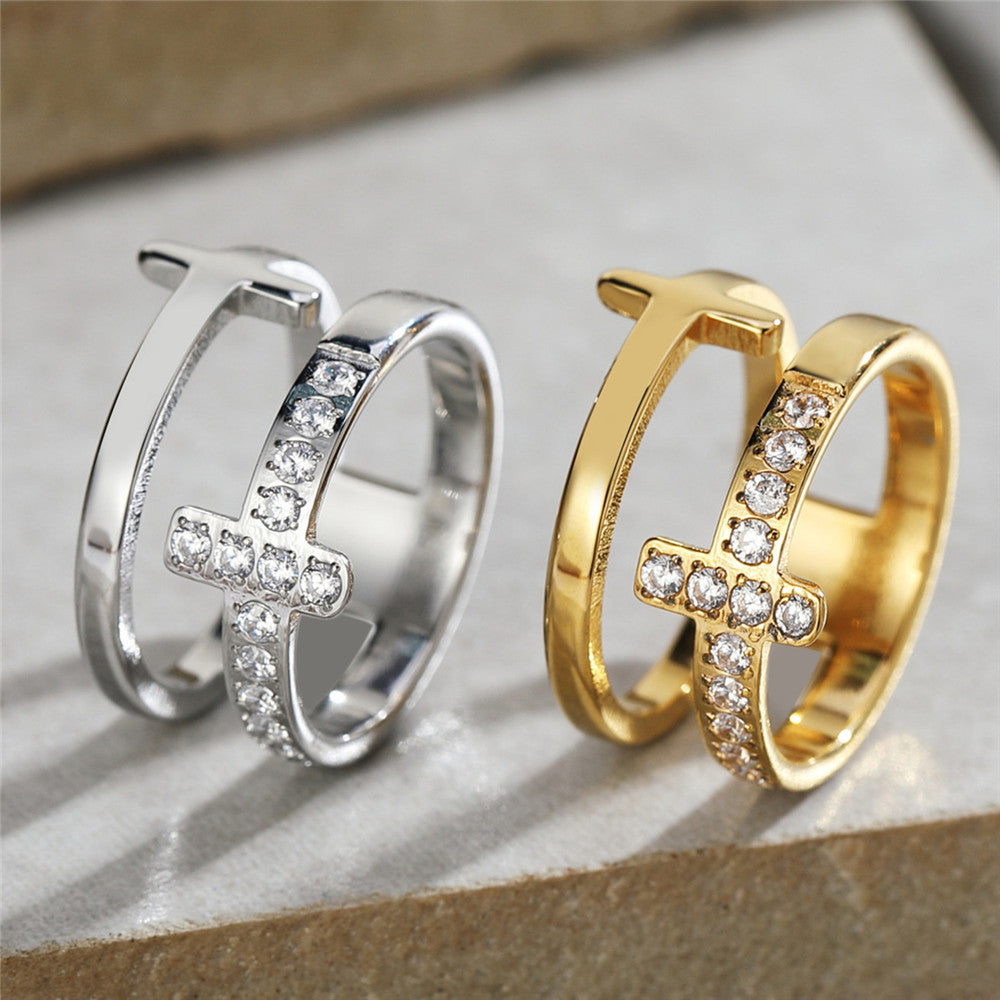 Planderful Double Layer Cross Ring Unisex Minimalist Style Everyday Genie Collection