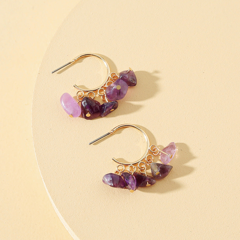 Enamel Gravel Earrings with C-Shaped Stones - Vienna Verve Collection by Planderful