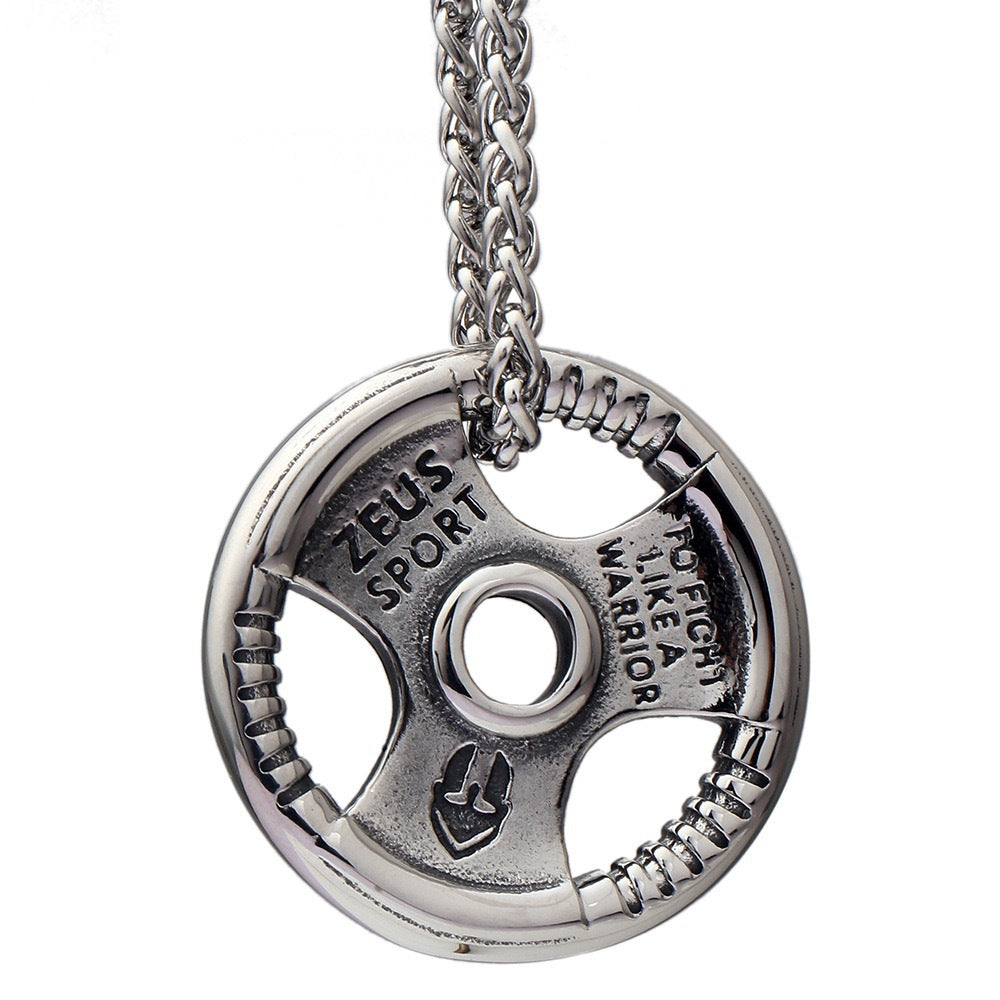 1. Planderful Mens Hip Hop Necklace Titanium Steel Barbell Pendant Fitness Fashion Jewelry Gift