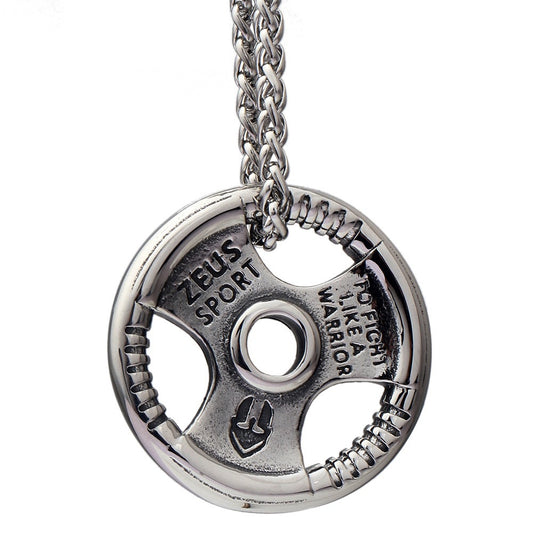 1. Planderful Mens Hip Hop Necklace Titanium Steel Barbell Pendant Fitness Fashion Jewelry Gift