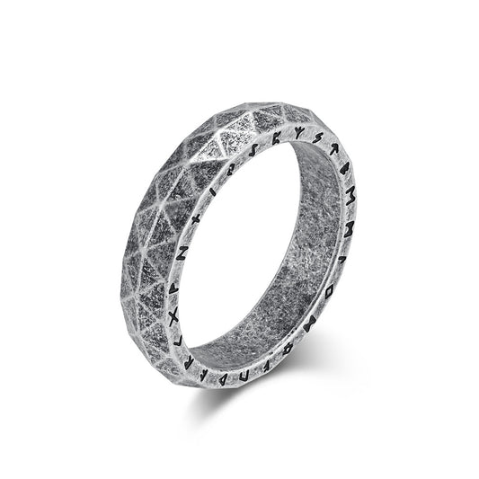 Steel Ring – Vintage Nordic Viking Text