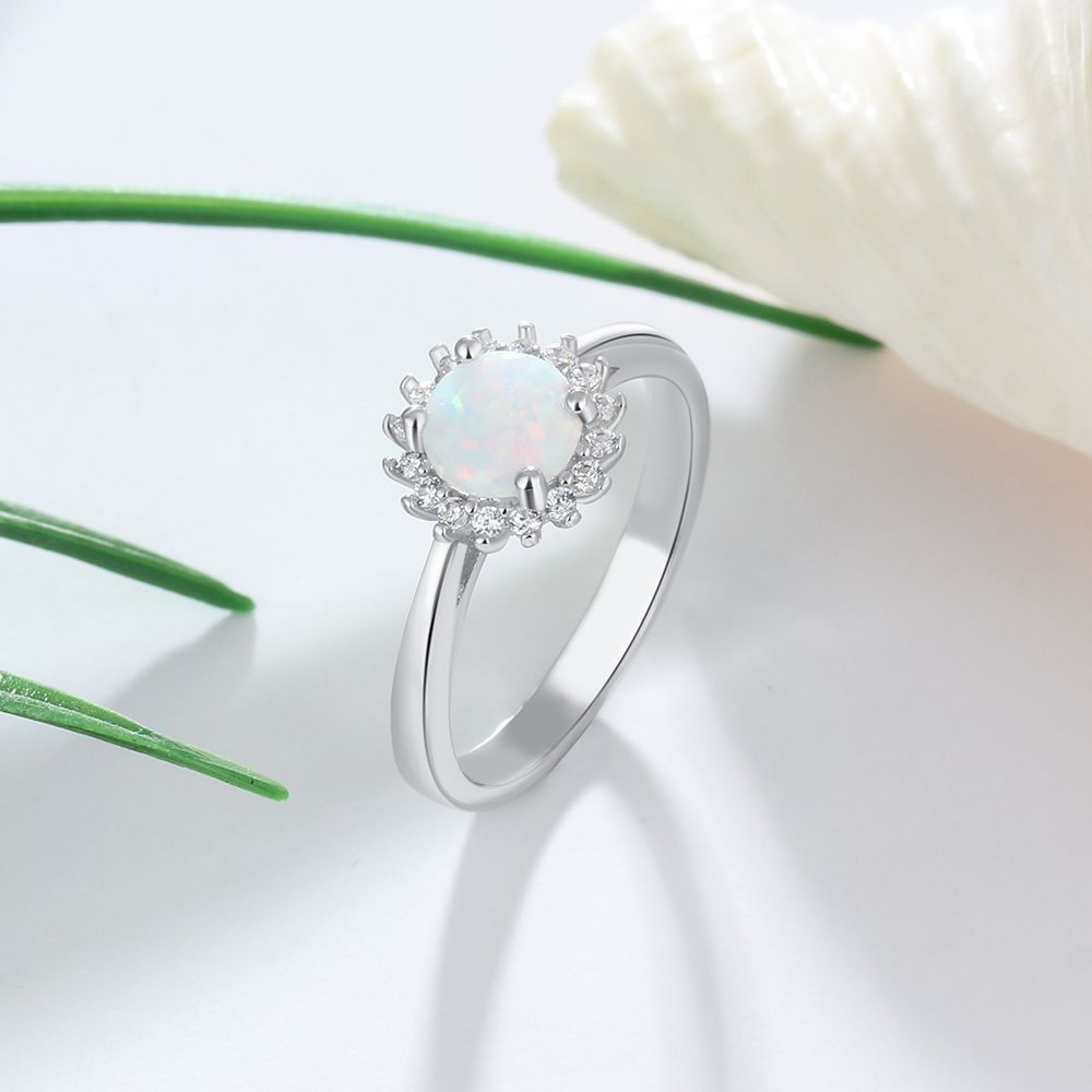 Planderful Jewelry Opal Sterling Silver Ring for Everyday Elegance in European and American Style