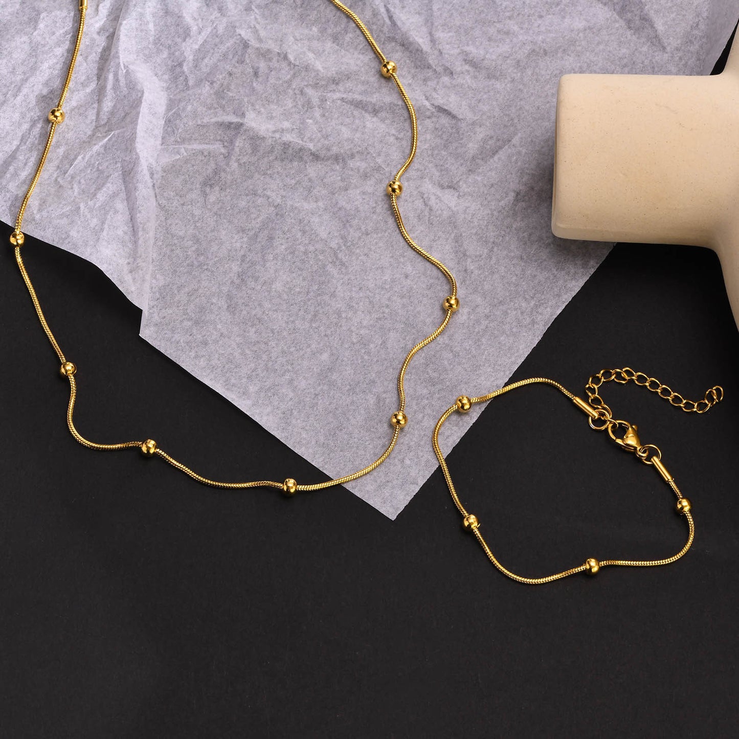 Titanium Steel Necklace Gold Variety Stainless Steel Disc