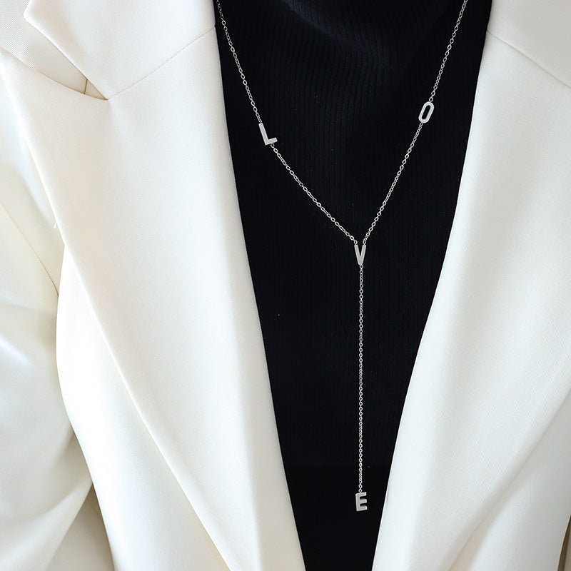 Fresh Love Letter Tassel Pendant Necklace: Dainty Gold-Plated Korean Jewelry