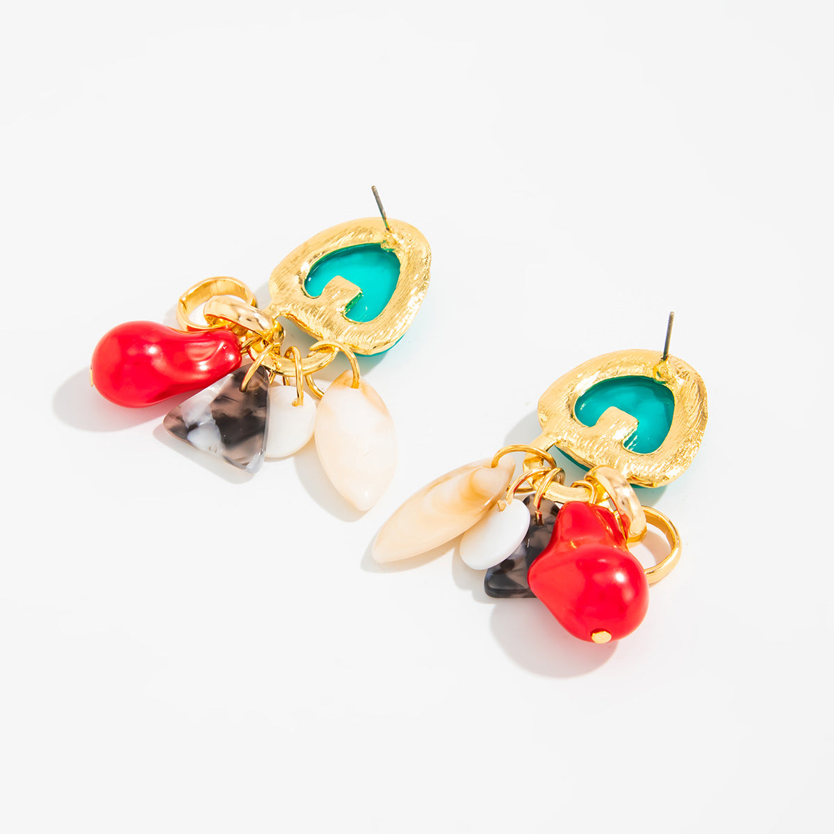 Planderful Acrylic Fringed Earrings Vienna Verve Ethnic Retro Imitation Turquoise Statement For Women