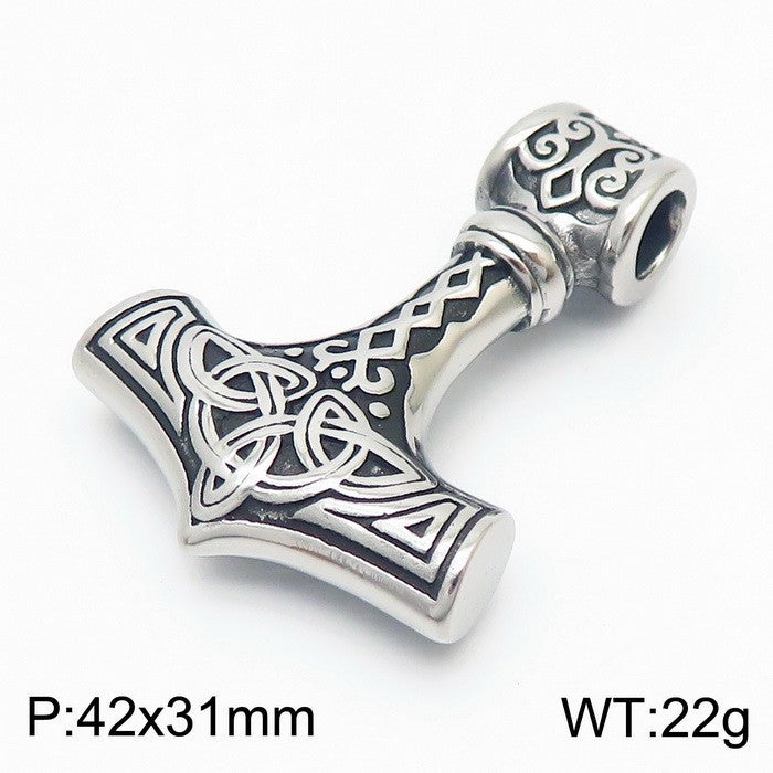 Nordic Viking Triangle Rune Jewelry, Punk Style Retro Quake Double-Sided Rune Men's Titanium Necklace