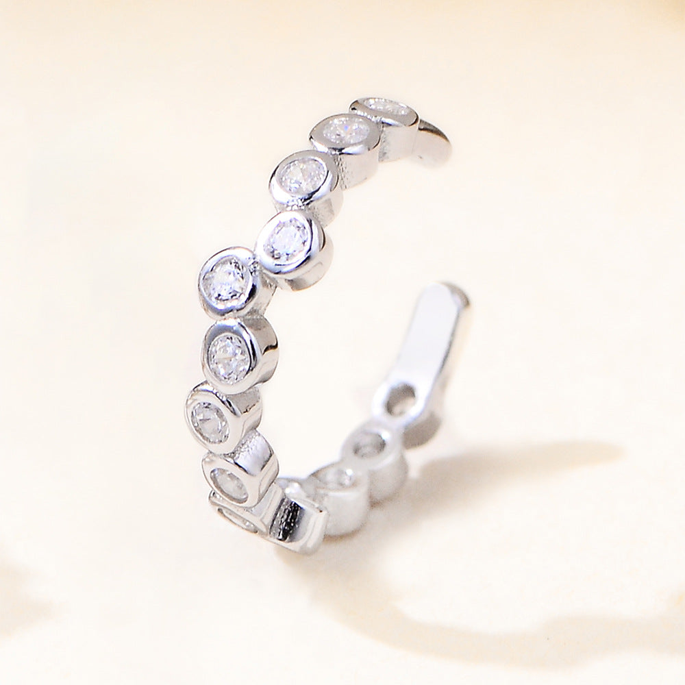 Planderful S925 Sterling Silver Ear Buckle Earrings Geometric Zircon Clip For Modern Women