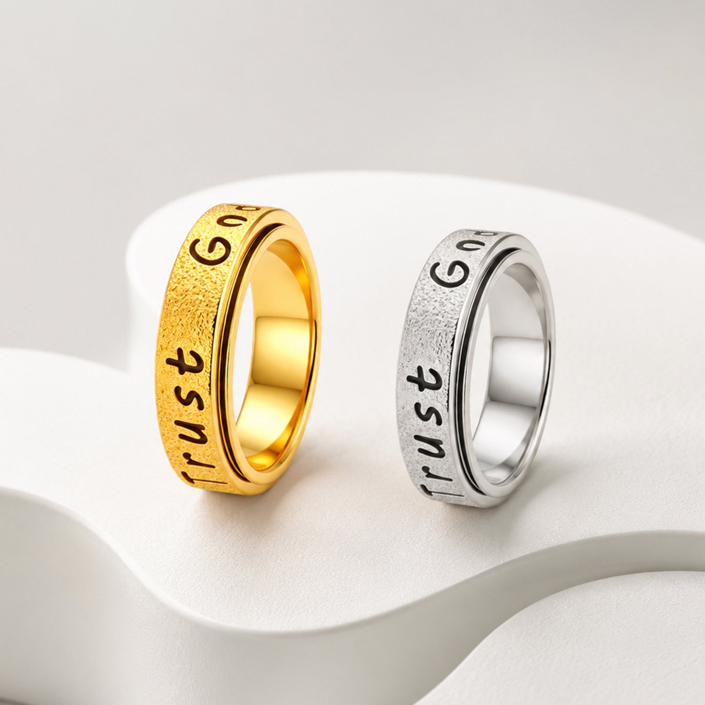 Rotatable Stainless Steel Ring Stress Relief Inspirational Jewelry For Unisex Couples Planderful Collection