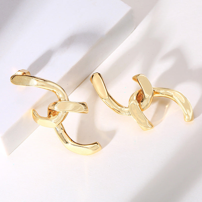 Gold-Tone Sculptural Knot Statement Earrings