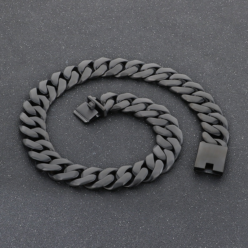 Planderful Everyday Genie Cuban Chain Mens Necklace Titanium