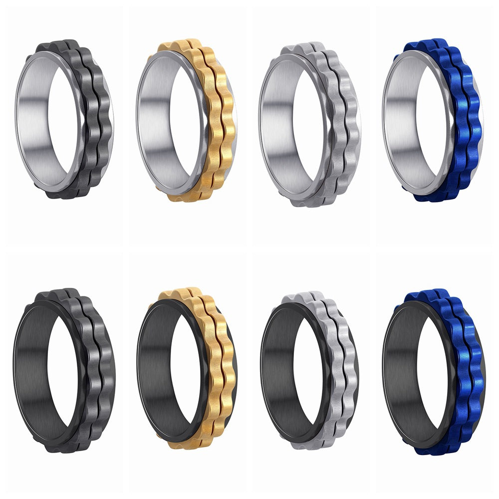Planderful 6mm Titanium Steel Gear Ring Rotating Pressure Relief For Unisex Hands Everyday Genie