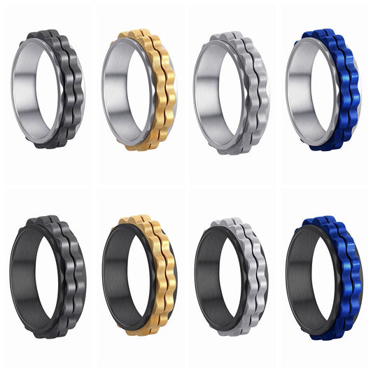 Planderful 6mm Titanium Steel Gear Ring Rotating Pressure Relief For Unisex Hands Everyday Genie