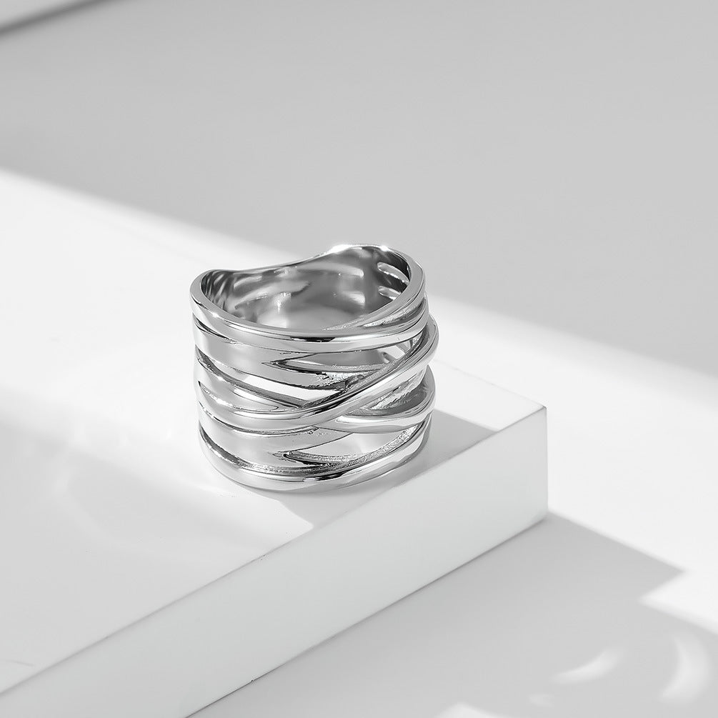 Amazon Three-Dimensional Weaving Stainless Steel Ring Women