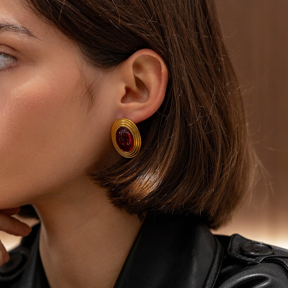 Planderful Earrings For Women Color Stone Oval Geometric