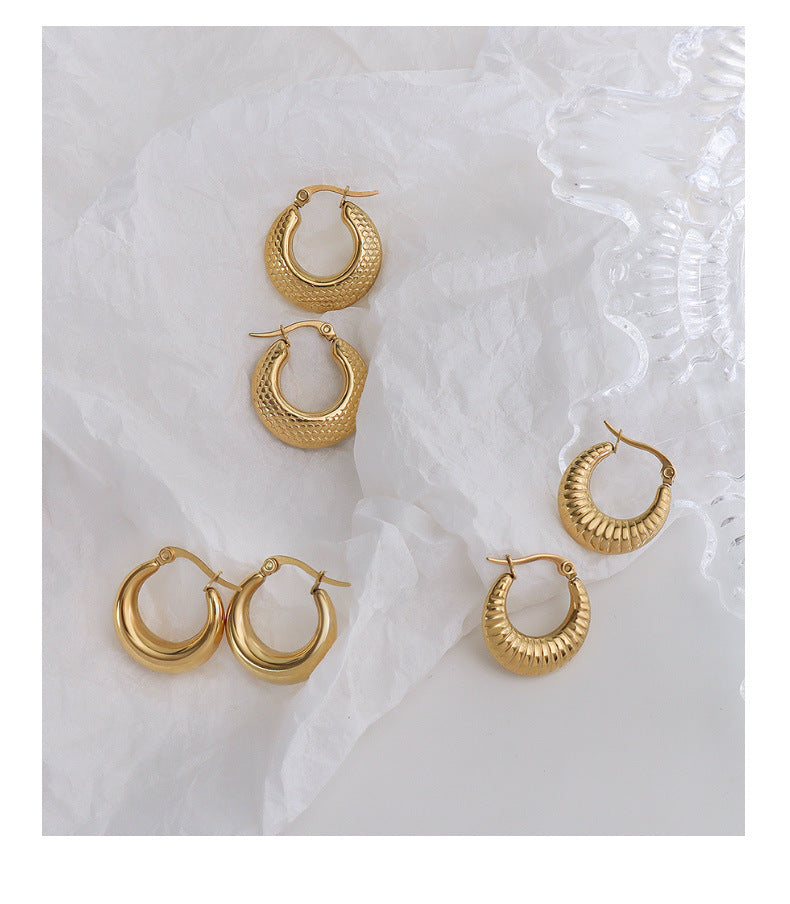 Golden Horn Scaled Halo Earrings Set with Titanium Steel Needle