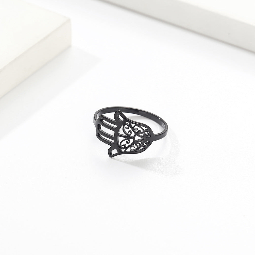 Amazon Source Fatima's Hand Titanium Steel Ring Jewelry