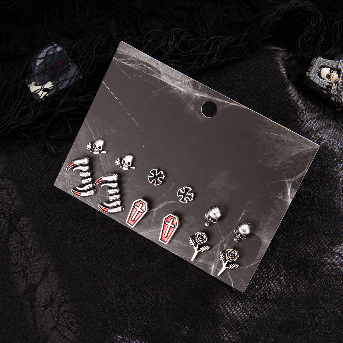 Planderful Vienna Verve Skull Cross Stud Earrings For Halloween Enthusiasts Gothic Statement Jewelry