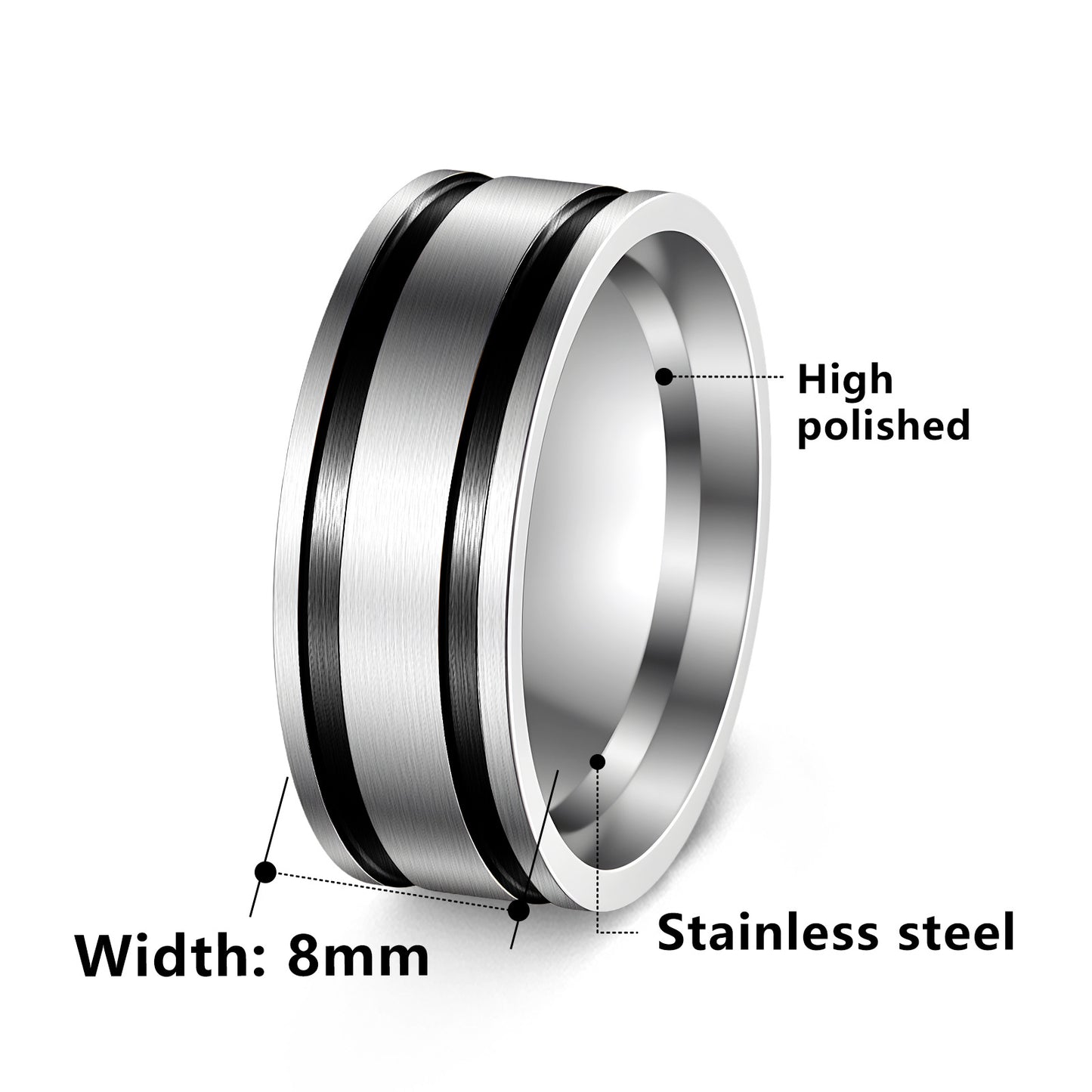 Stainless Steel 8mm Matte Ring For Men Unisex Everyday Genie By Planderful Collection Durable Protection
